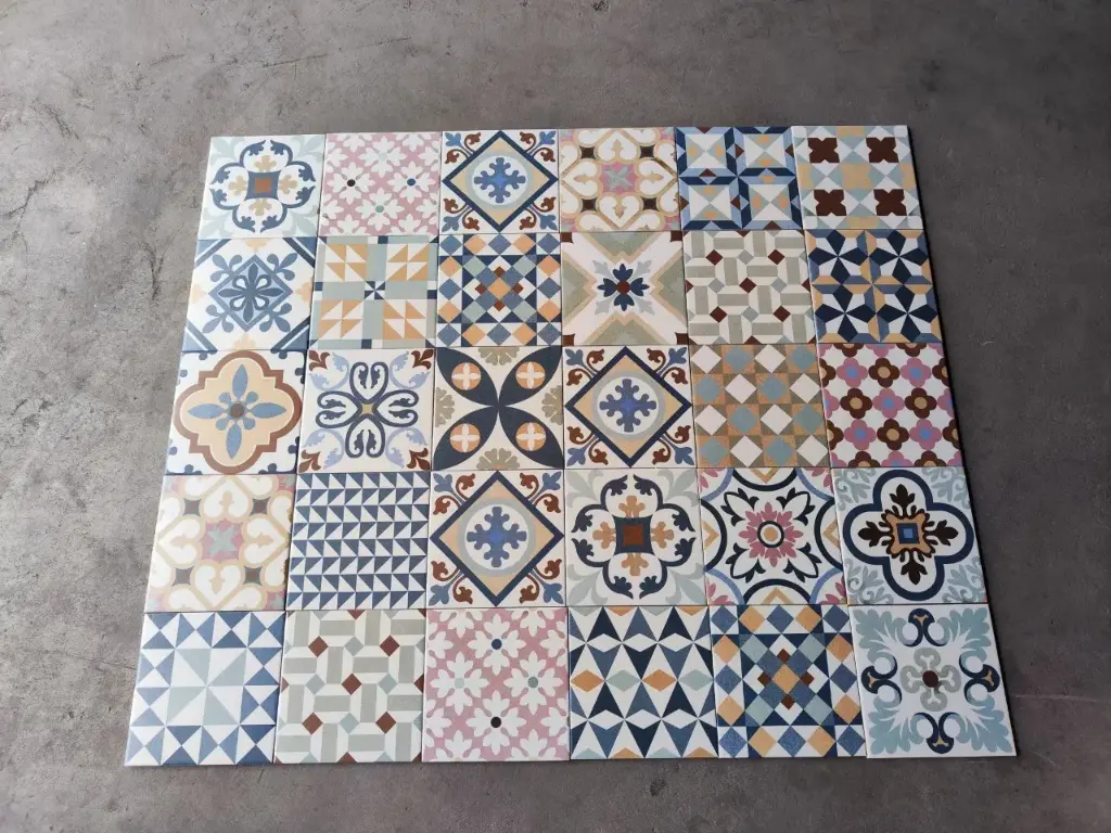 [DSC-DC22] Gạch bông TQ Mix, KT 200x200 mm, Xương Porcelain mặt mờ mã DC22