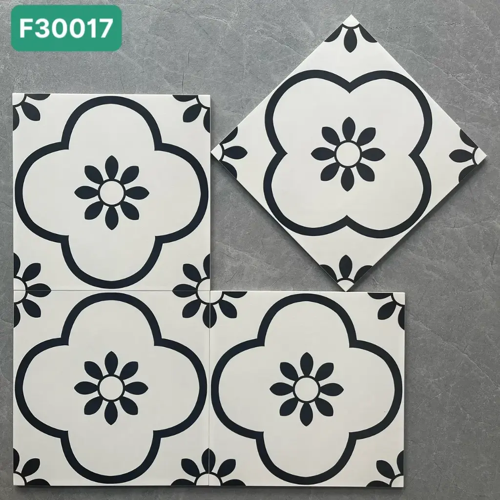 Gạch bông TQ, KT 300x300 mm, Xương Porcelain mặt mờ mã MF3001(F30017) (1h/1m/11v)