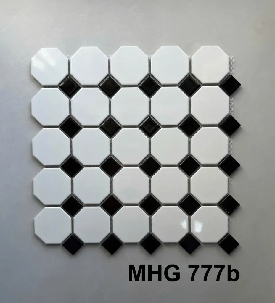 [DSC-MHG 777] Gạch Mosaic Bát Giác Trắng Ô Nhỏ men bóng Mã MHG 777 (1h/2m/22vi)