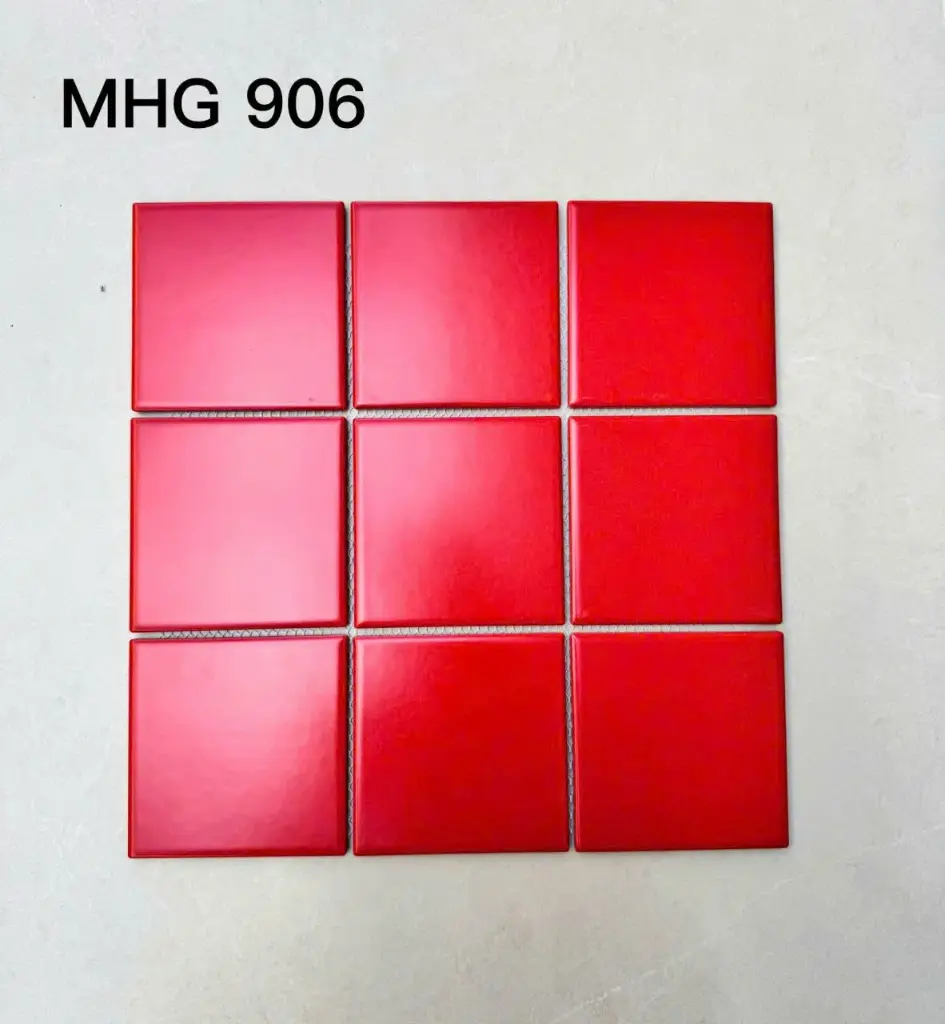 [DSC-MHG 906 ( MG97-25M)] Gạch Mosaic Gốm 97x97mm Men Sứ Màu Đỏ MHG 906