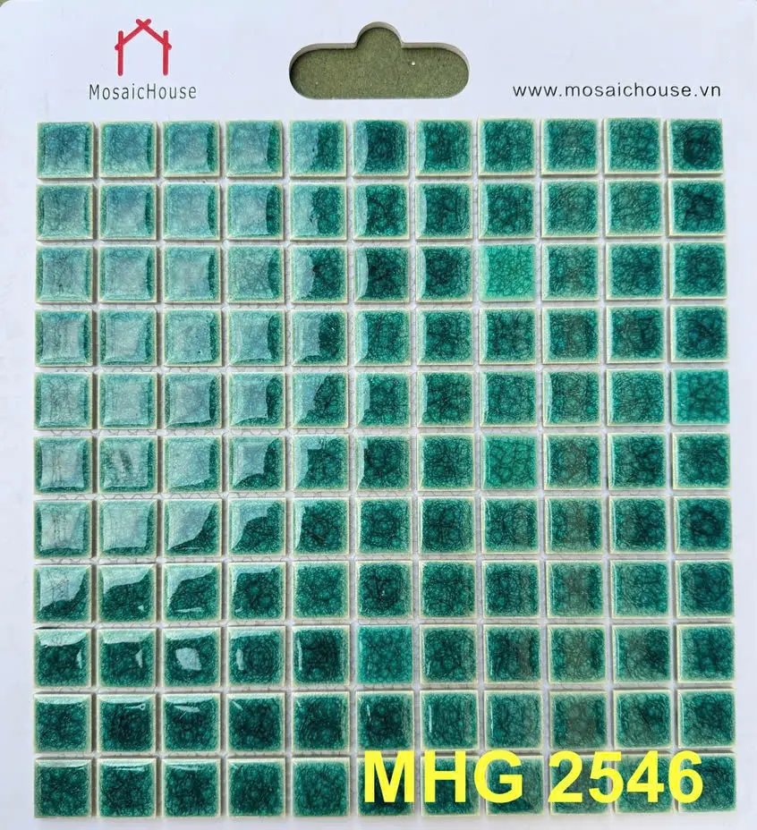 [DSC-MHG2546] Gạch Mosaic Gốm Men Rạn 2 Lớp Xanh Ngọc MHG2546