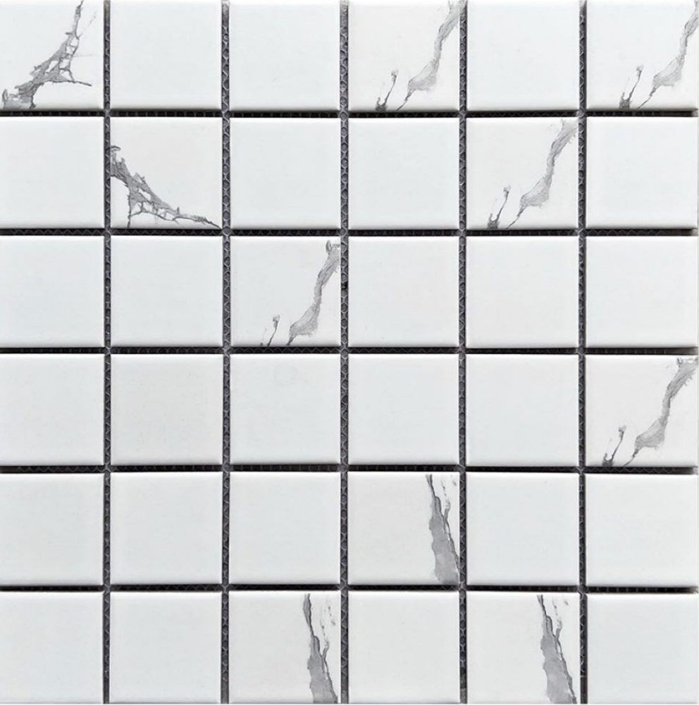 [DSC-MHG P48M01] Gạch Mosaic Gốm Màu Trắng Vân Mây MHG P48M01