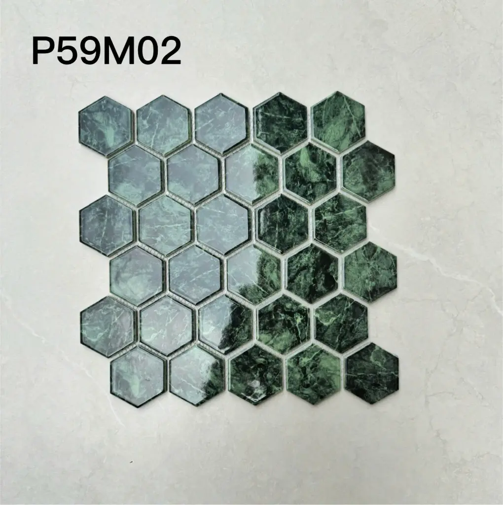 [DSC-P59M23] Gạch Mosaic Lục Giác 48x56 Vân Đá Xám P59M23