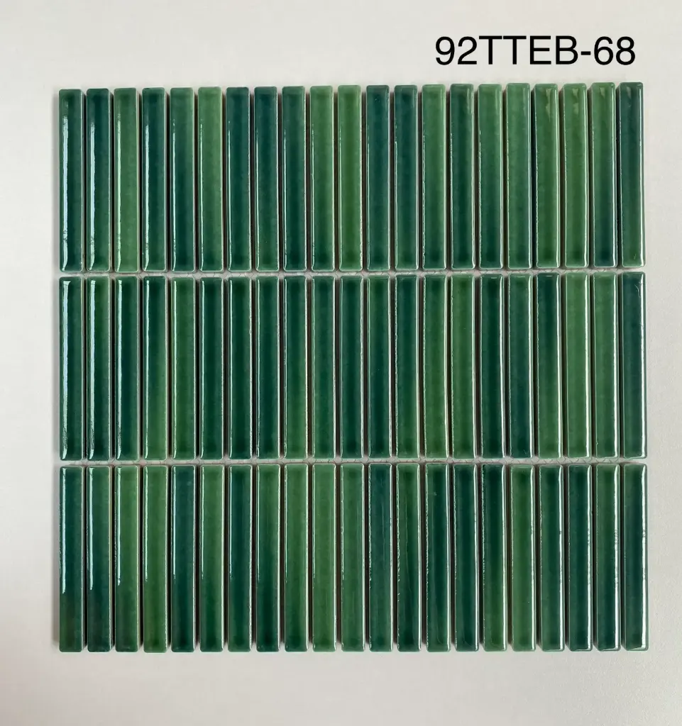 [DSC-92TTEB-68] Gạch Mosaic que TQ, KT viên 12x92mm, KT vỉ 280x292 mm Xanh bóng mã 92TTEB-68