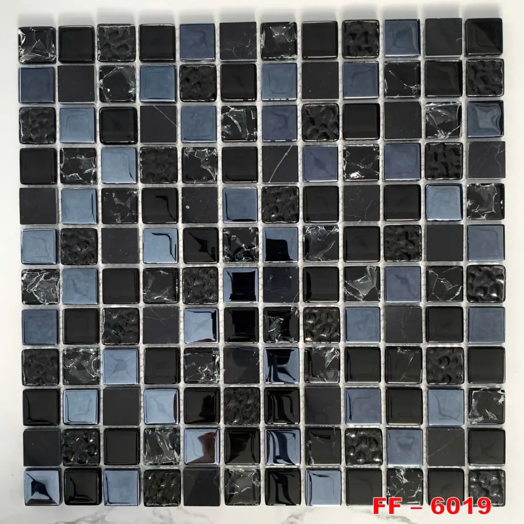 [DSC-FF 6019] Gạch Mosaic đen bóng KT 300x300 mm mã FF 6019