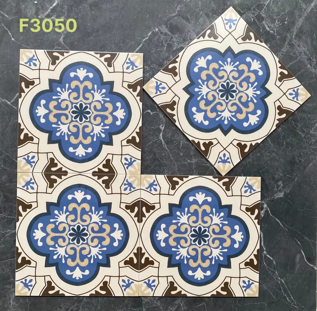 [DSC-F3050] Gạch bông Trung Quốc, men mờ xương porcelain, KT 300x300mm, F3050 (1 hộp/25 11 viên/1m2)