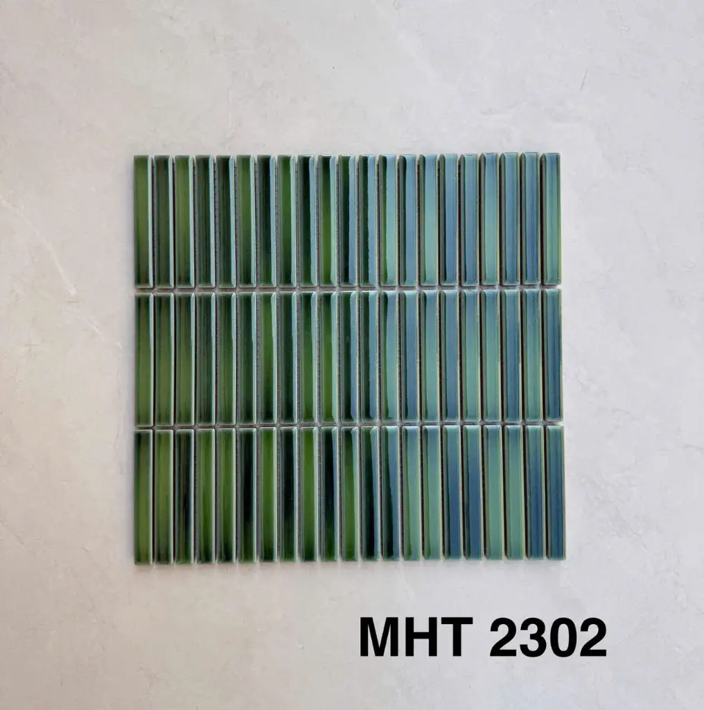 Gạch mosaic que xanh mix MHT 2302 Vỉ 300x300 mm