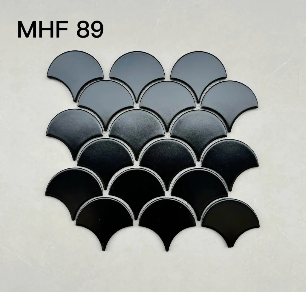 [DSC-MHF 89] Gạch mosaic vảy cá đen mờ MHF 89