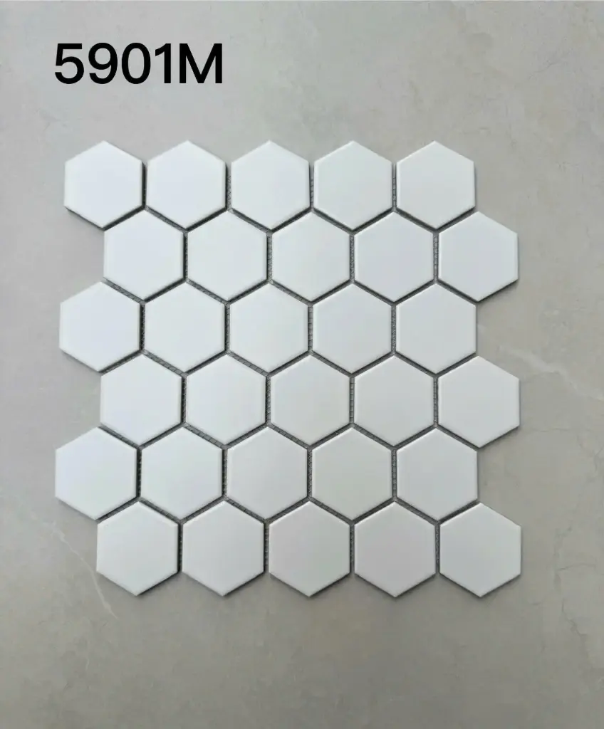[DSC-5901M] Mosaic gốm lục giác trắng mờ(5901M)