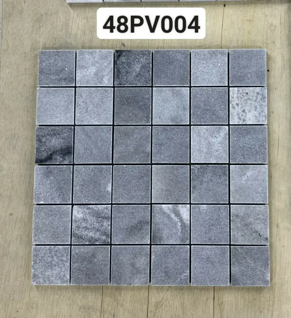 [DSC-48PV004] Mosaic đá đen NA mài bóng chip 48x48