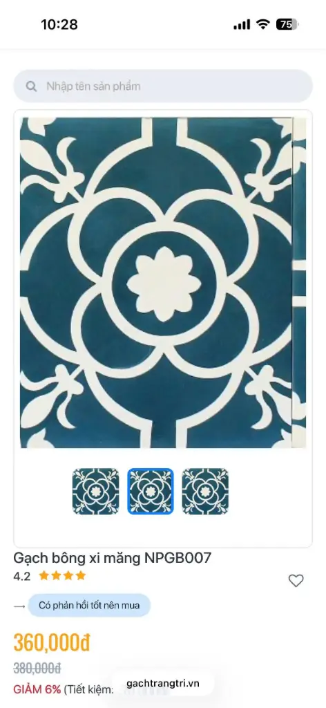 [DSC-NPGB007] Gạch bông xi măng KT 200x200x15mm mã NPGB007