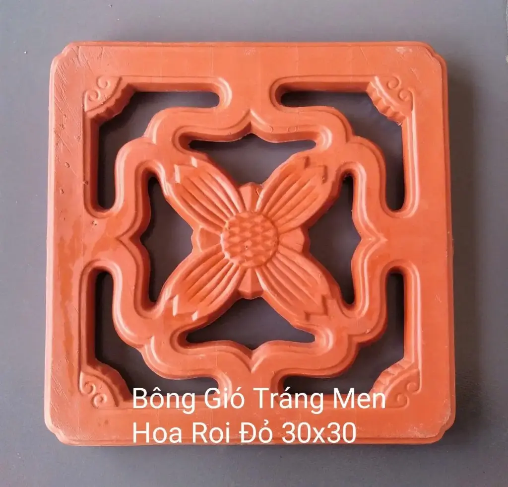 [DSC-Hoa Rơi đỏ] Gạch bông gió Tráng men KT 300x300mm Hoa Rơi đỏ