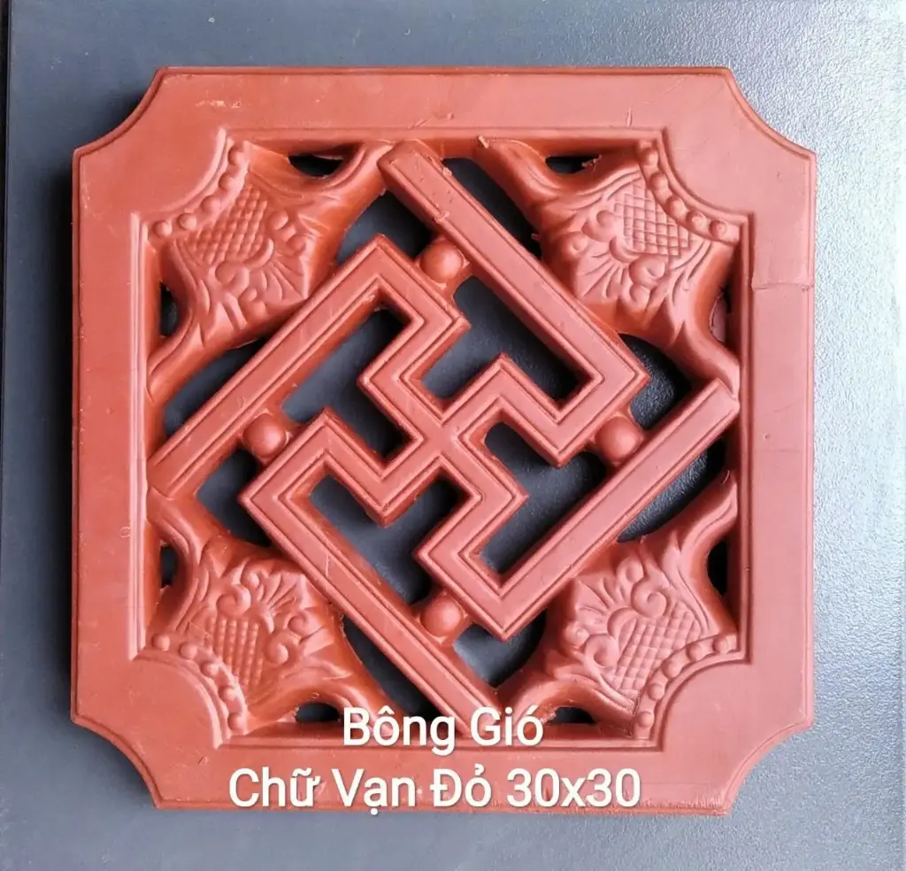 [DSC-Chữ Vạn Đỏ] Gạch bông gió Tráng men KT 300x300mm Chữ Vạn Đỏ