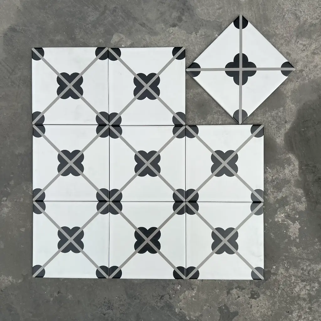 Gạch bông TQ, KT 200x200 mm, Xương Porcelain mặt mờ mã ND210