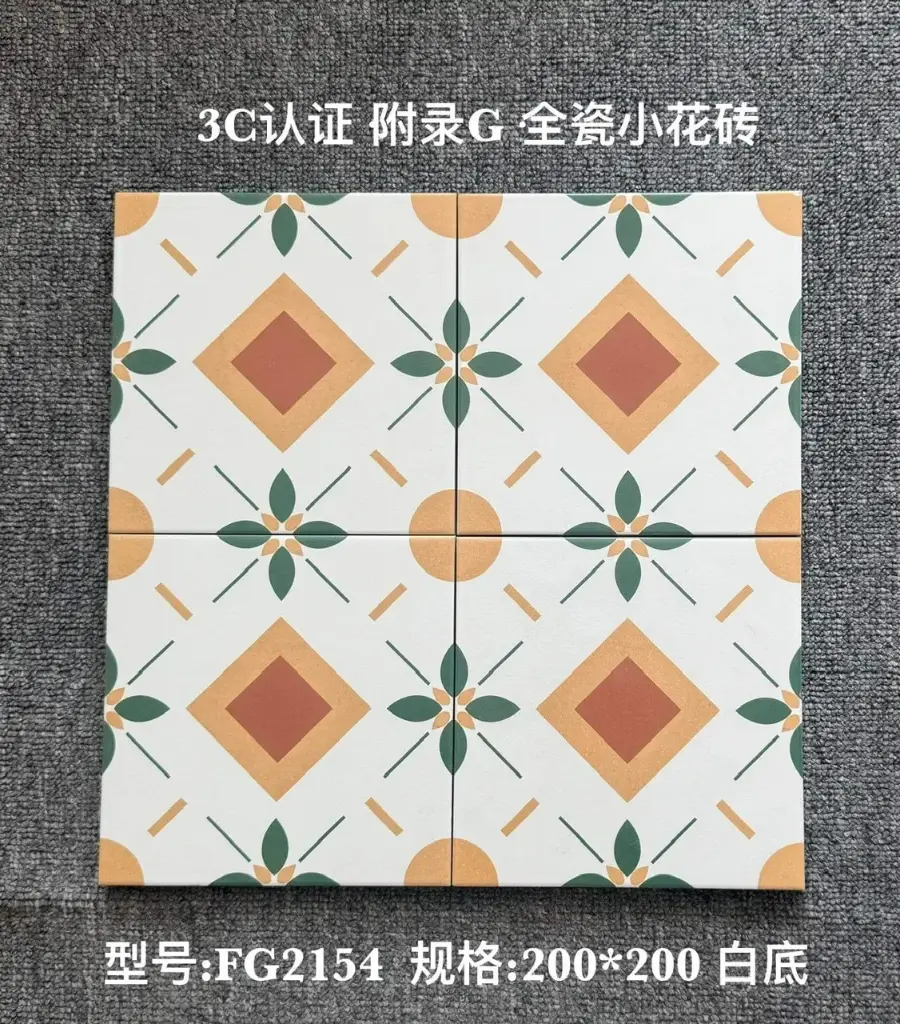 [FG2154] Gạch bông TQ, KT 200x200 mm, Xương Porcelain mặt mờ mã FG2154