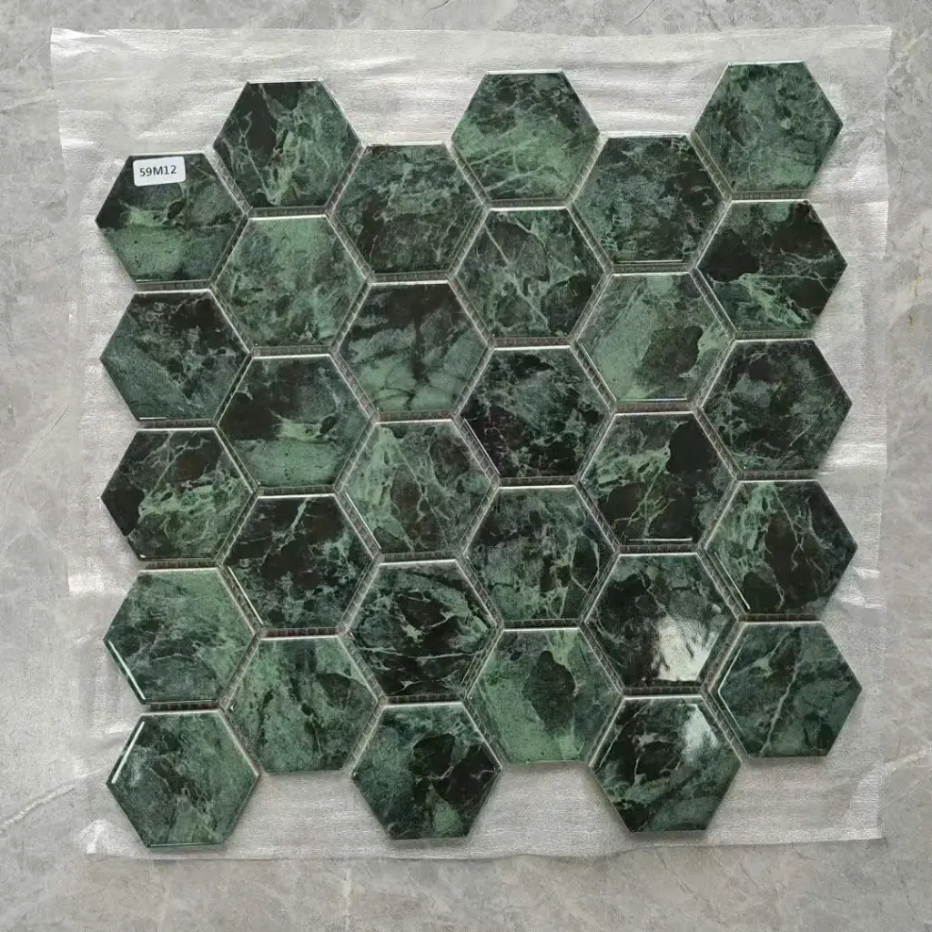 [DSC-VKM346A] Gạch Mosaic lục giác xanh mã VKM346A