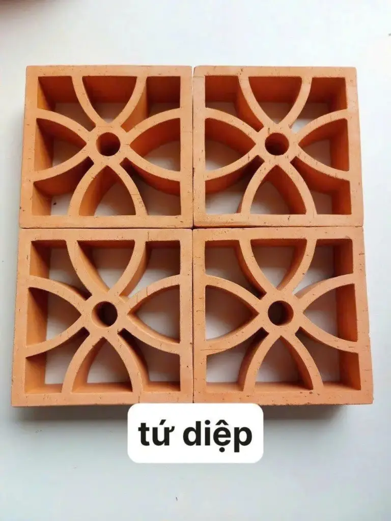 Gạch bông gió men khô KT 200x200mm mã Tứ Diệp