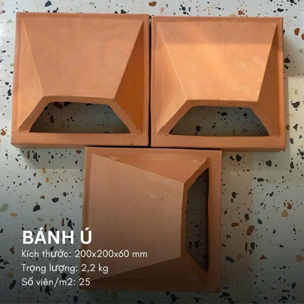 Gạch bông gió men khô bánh ú KT 200x200x60mm