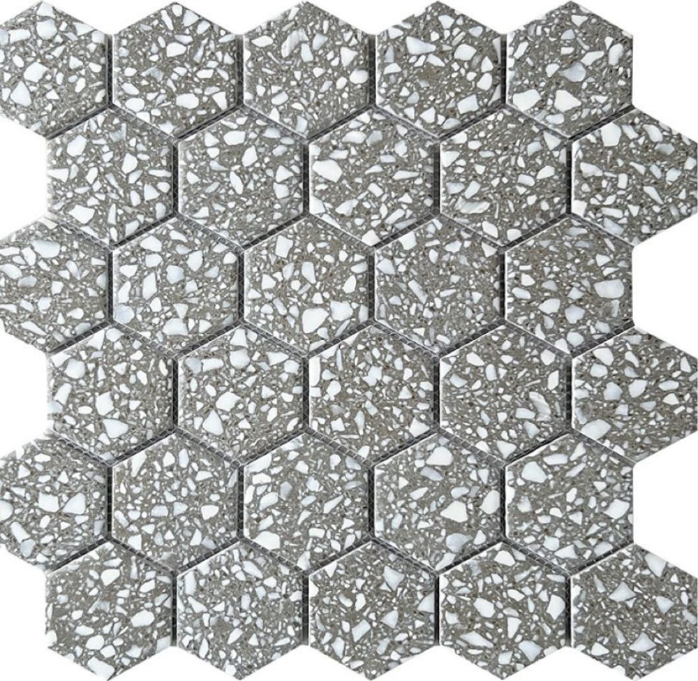 [DSC-59M67] Gạch mosaic gốm lục giác nhập khẩu, mã 59M67, KT viên 51x59mm