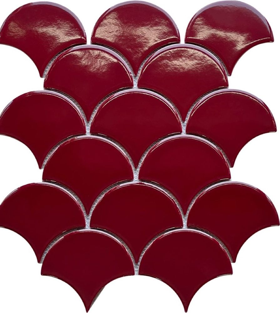 Gạch mosaic gốm vảy cá nhập khẩu, mã 8919, KT viên 85x95mm