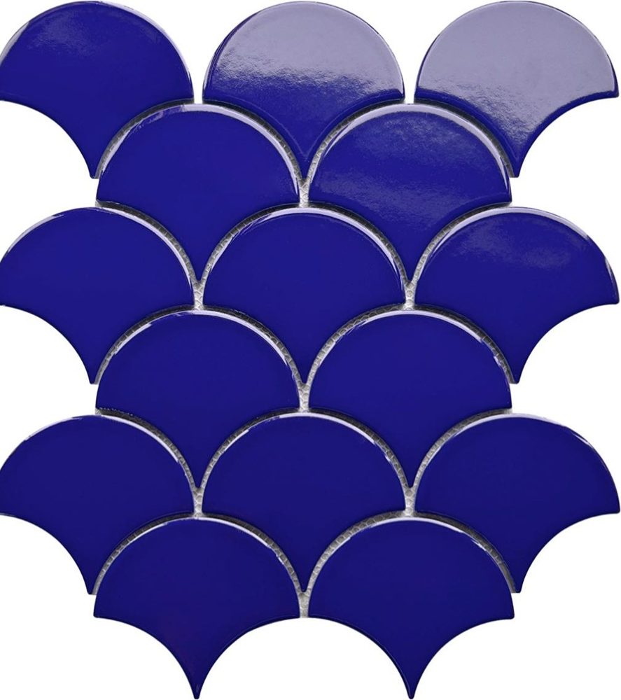 Gạch mosaic gốm vảy cá nhập khẩu, mã 8907, KT viên 85x95mm