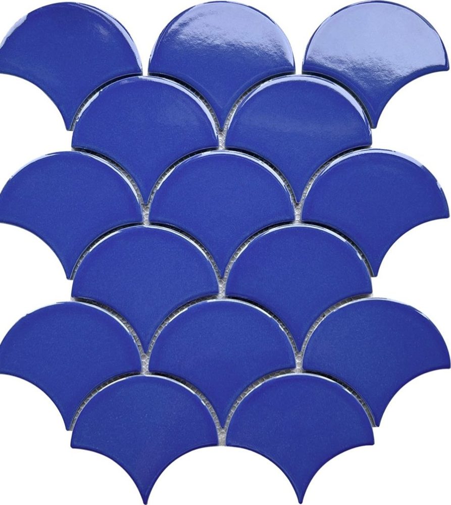 Gạch mosaic gốm vảy cá nhập khẩu, mã 8906, KT viên 85x95mm