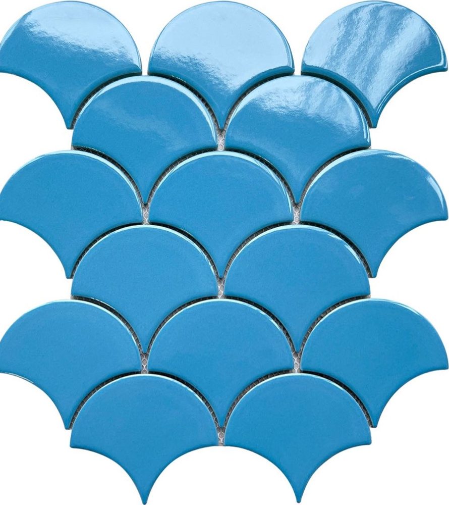 Gạch mosaic gốm vảy cá nhập khẩu, mã 8904, KT viên 85x95mm