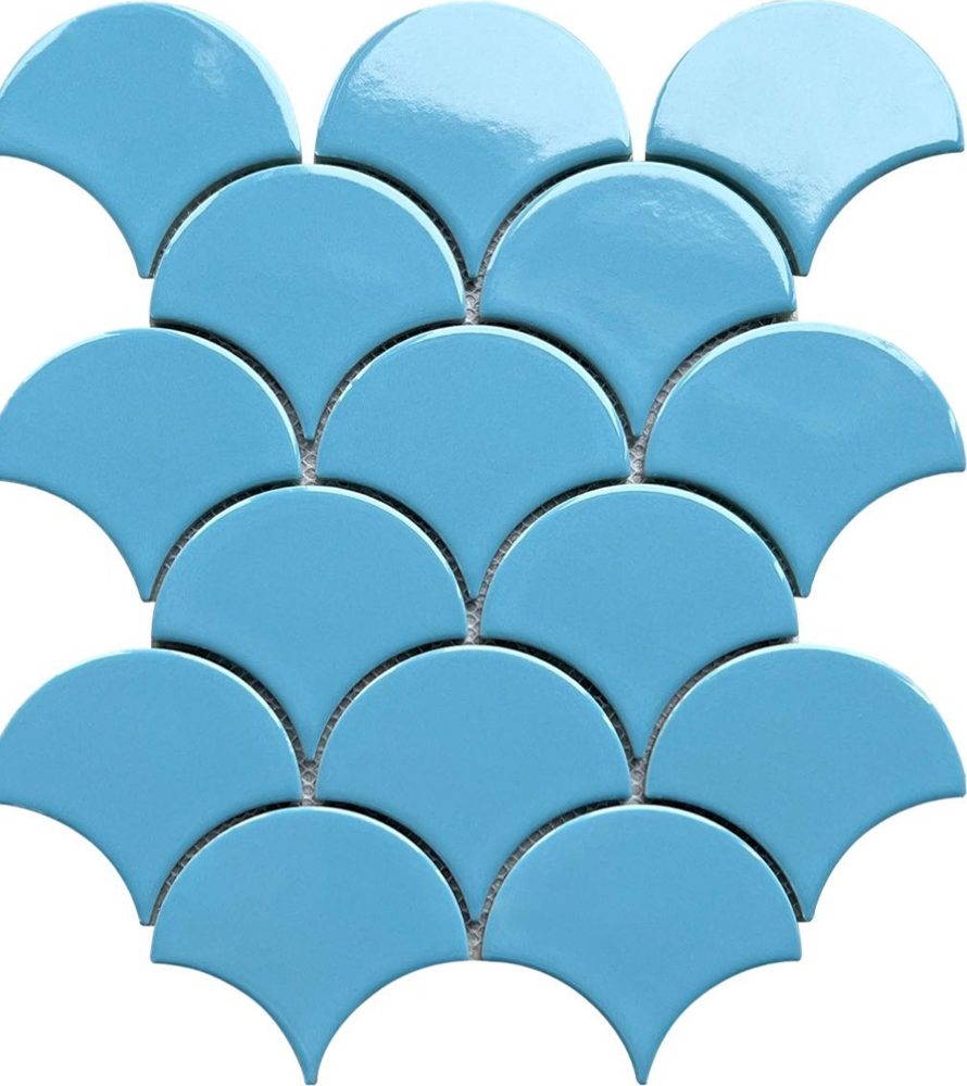 Gạch mosaic gốm vảy cá nhập khẩu, mã 8903, KT viên 85x95mm