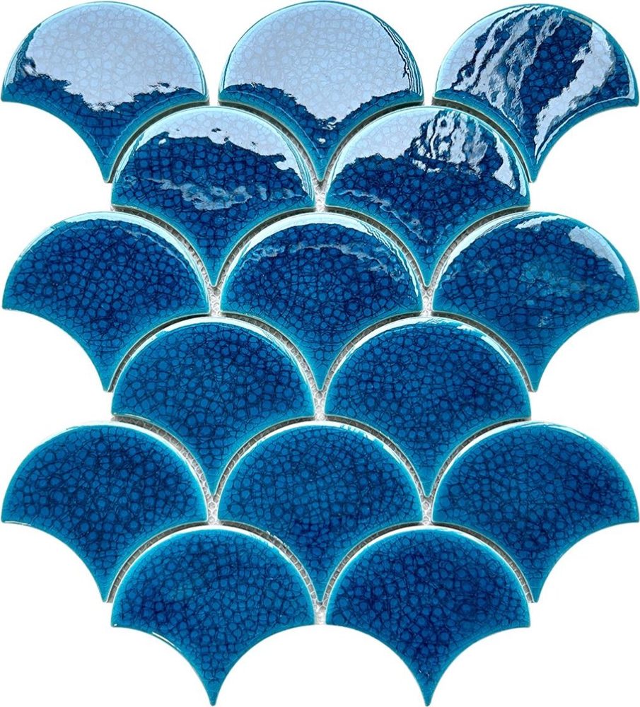 [DSC-89LW11] Gạch mosaic gốm vảy cá nhập khẩu, mã 89LW11, KT viên 85x95mm