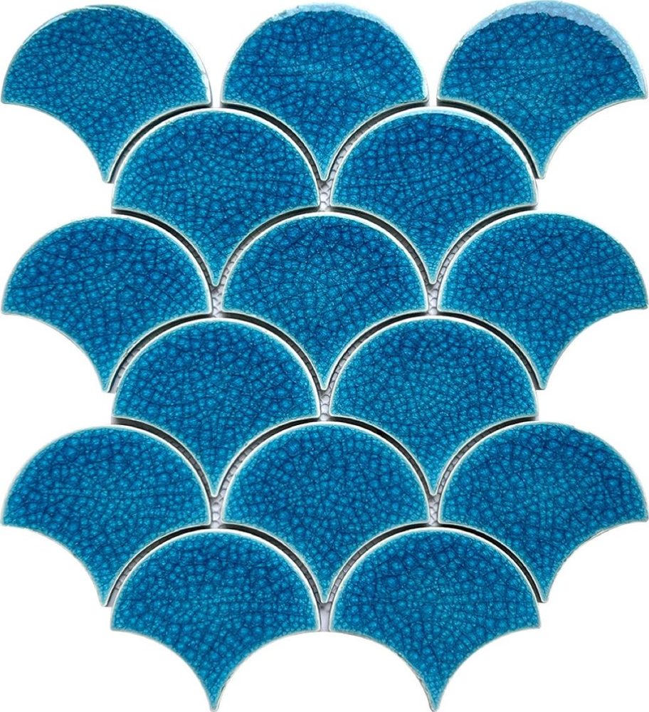 Gạch mosaic gốm vảy cá nhập khẩu, mã 89LW05, KT viên 85x95mm