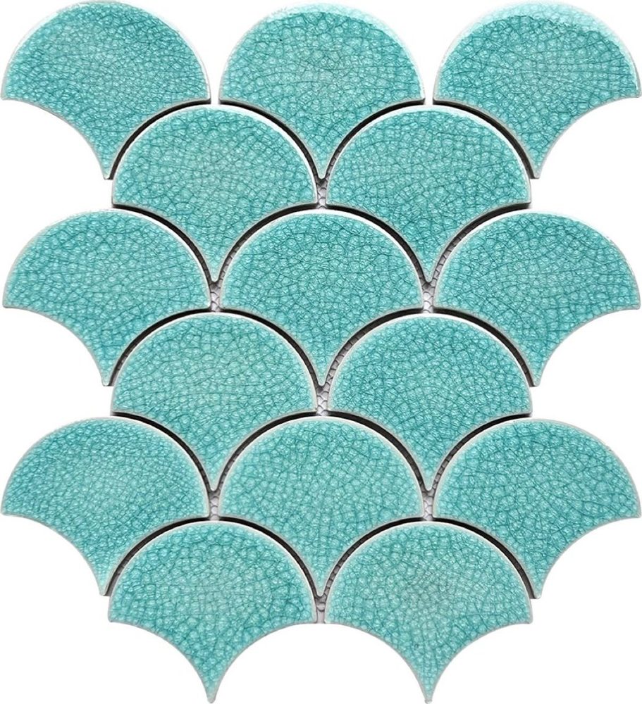 Gạch mosaic gốm vảy cá nhập khẩu, mã 89LW02, KT viên 85x95mm