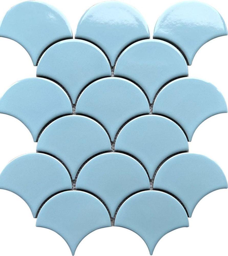 Gạch mosaic gốm vảy cá nhập khẩu, mã 8902, KT viên 85x95mm