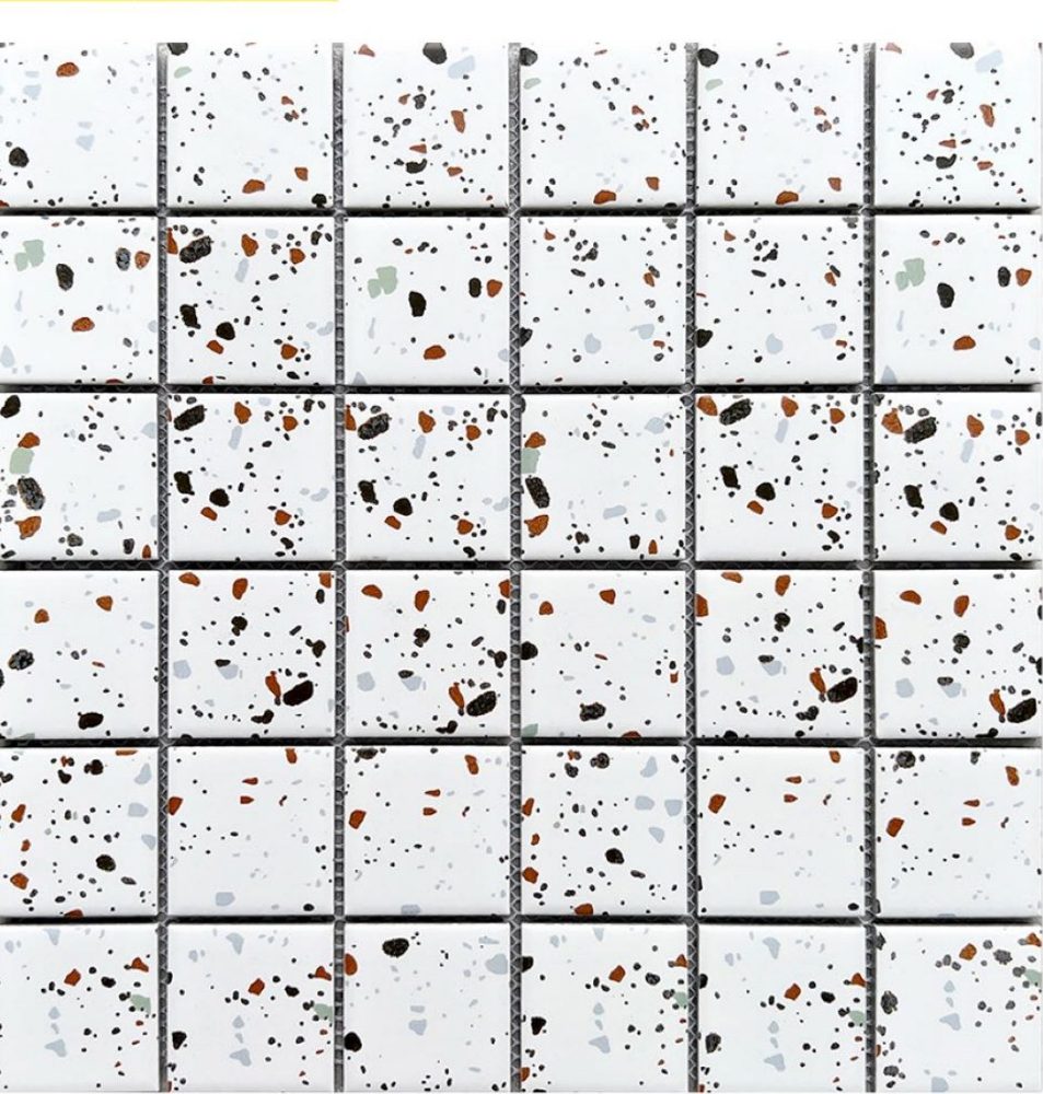 Gạch mosaic gốm vuông nhập khẩu, mã P48M65, KT vỉ 306x306mm, KT viên 48x48mm
