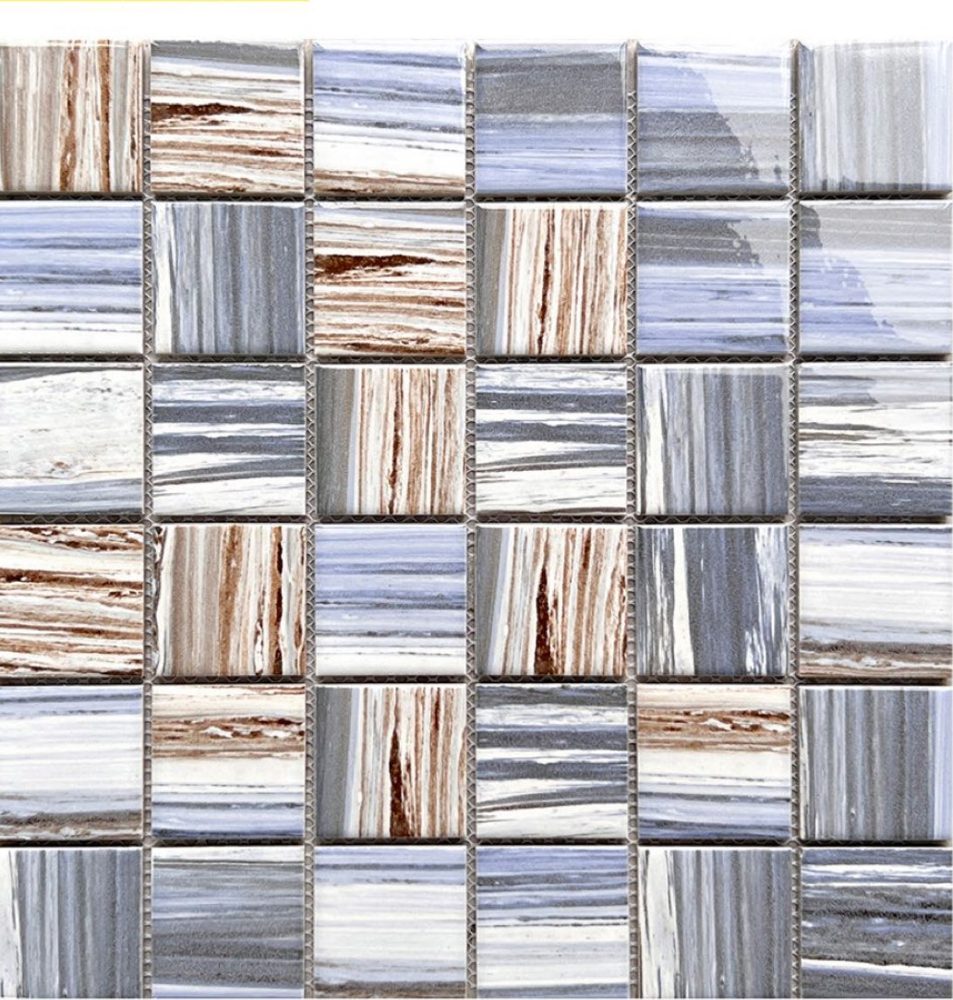 Gạch mosaic gốm vuông nhập khẩu, mã P48M32, KT vỉ 306x306mm, KT viên 48x48mm