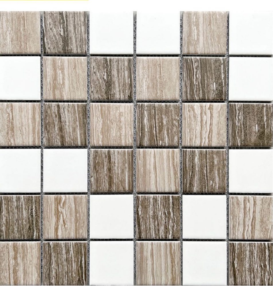 [DSC-P48M25] Gạch mosaic gốm vuông nhập khẩu, mã P48M25, KT vỉ 306x306mm, KT viên 48x48mm