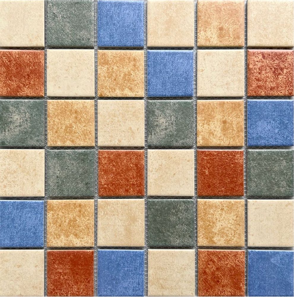 Gạch mosaic gốm vuông nhập khẩu, mã P48M06, KT vỉ 306x306mm, KT viên 48x48mm
