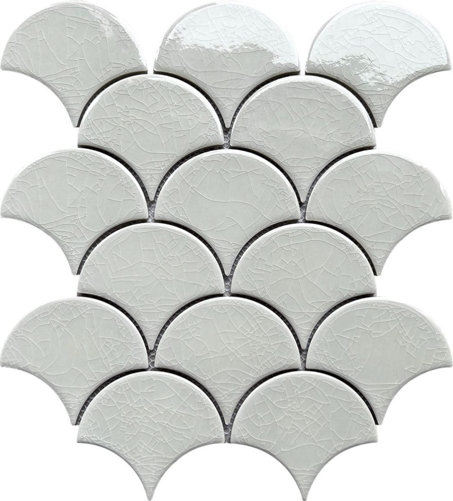 Gạch mosaic gốm vảy cá nhập khẩu, mã 89DB01, KT viên 85x95mm