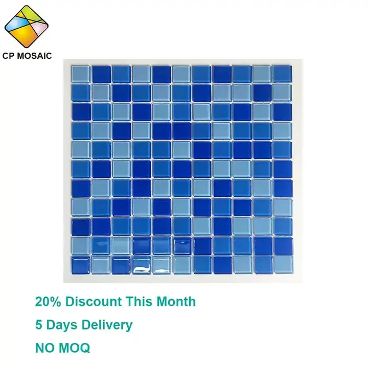 CP MOSAIC Factory Wholesale Blue Swimming Pool Crystal Glass Mosaic Tile Prices