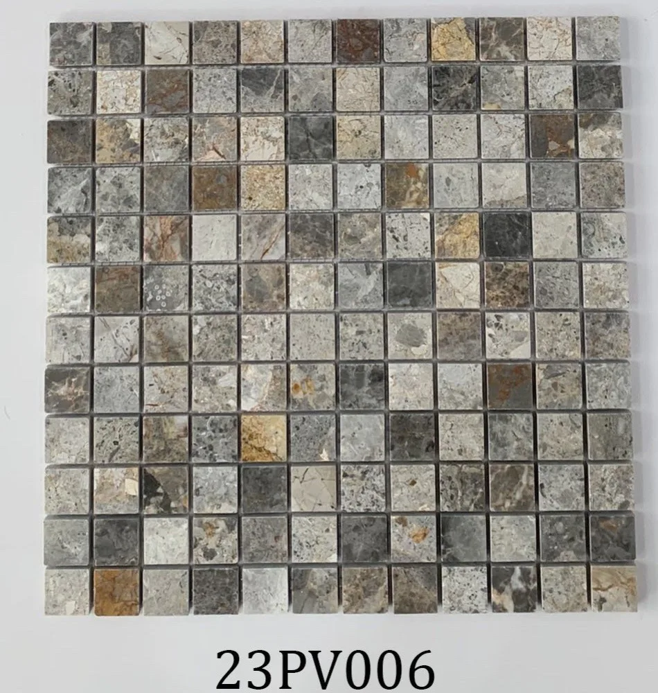 [DSH-23PV006] Mosaic đá tự nhiên dăm kết xám chip 23x23 LUX-23PV006