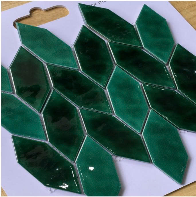 [DSC-MHL 15] Gạch Mosaic Chiếc Lá Màu Xanh Lá mã MHL 15