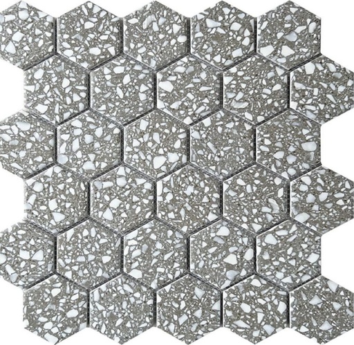 Gạch mosaic gốm lục giác nhập khẩu, mã 59M67, KT viên 51x59mm