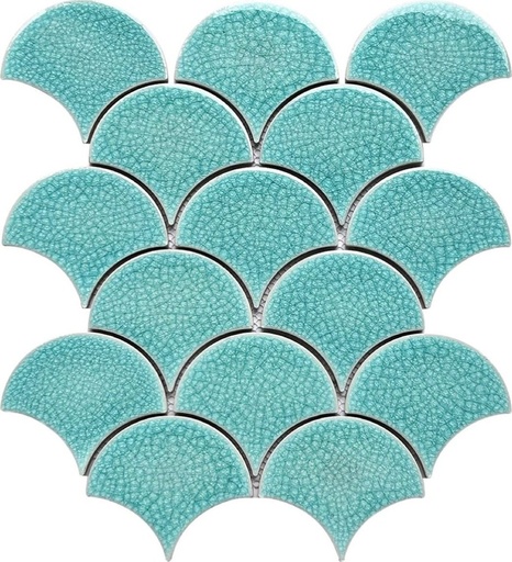 Gạch mosaic gốm vảy cá nhập khẩu, mã 89LW02, KT viên 85x95mm