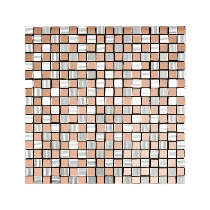 Miếng dán tường hình vuông mini màu nâu và trắng bằng kính mosaic bóc ra và dán cho phòng tắm